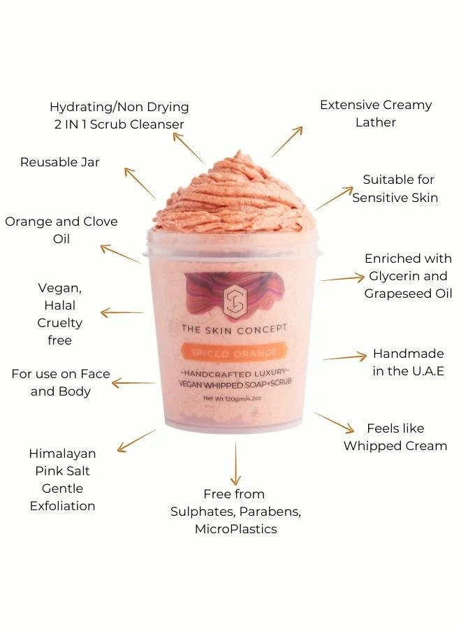 The Skin Concept Spiced Orange The Skin Concept Whipped Soap and Scrub - Spiced Orange - Handmade, Vegan  | Best Price UAE